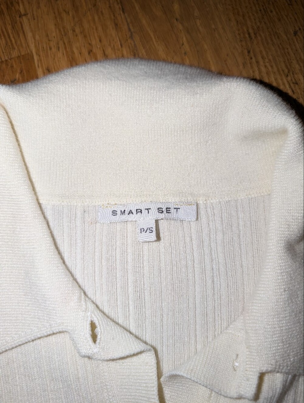 Smart Set Vintage/Y2K Linen Blend Ribbed Polo Long-Sleeve Sweater - Picture 5 of 9